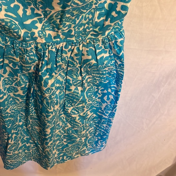 Lilly Pulitzer Girls / Teens Blue White Sea Life Motif Stretch Dress Size XS - Picture 7 of 12